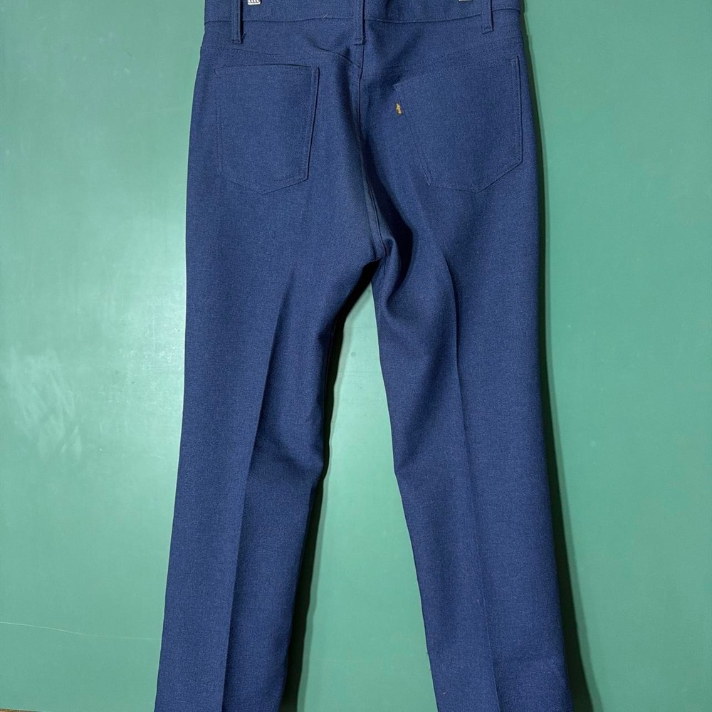 Vintage 1970s Levis Sta Prest Navy Blue Straight Leg Pants Womens 34x29